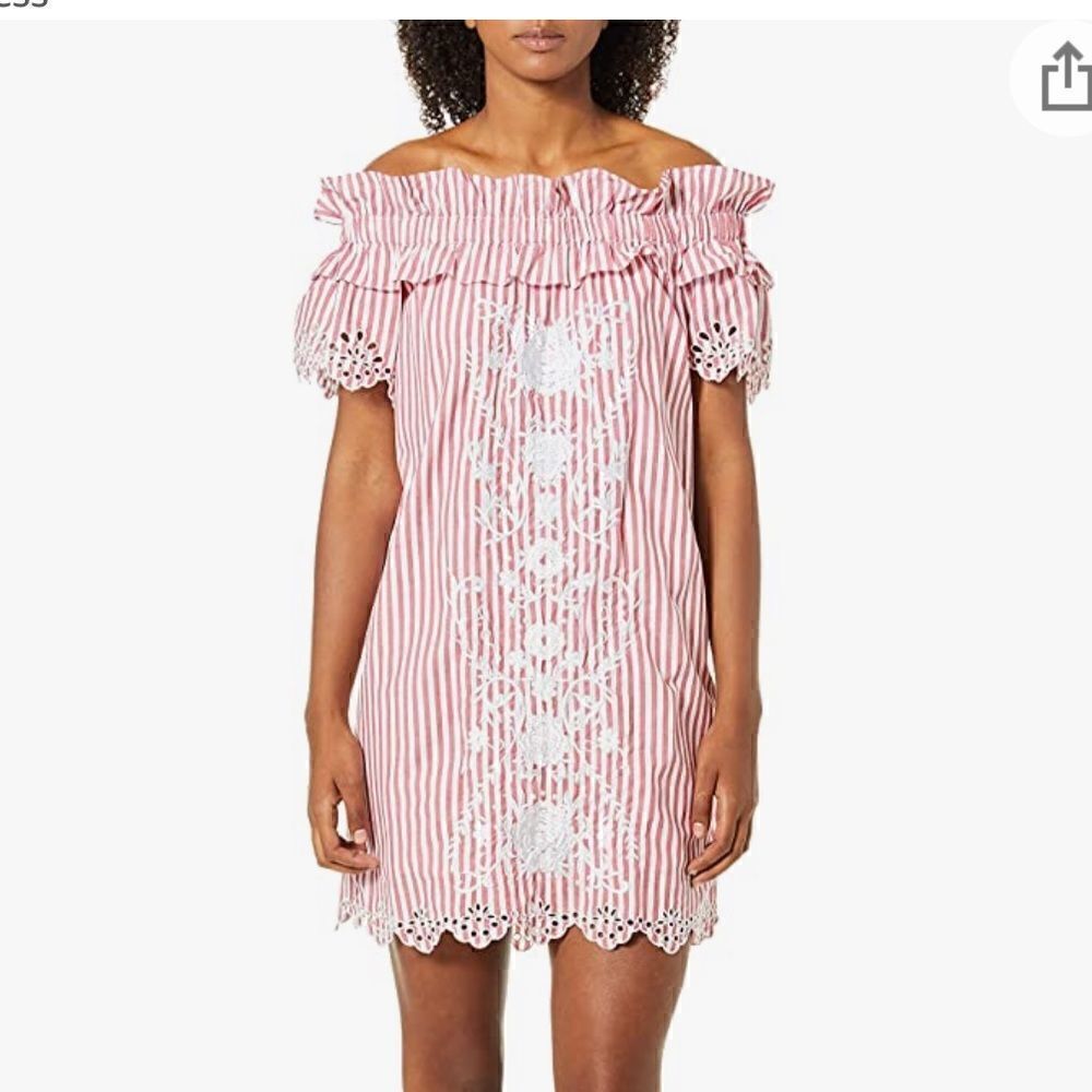 Parker Women's Cable Off The Shoulder Striped Cotton Short Dress